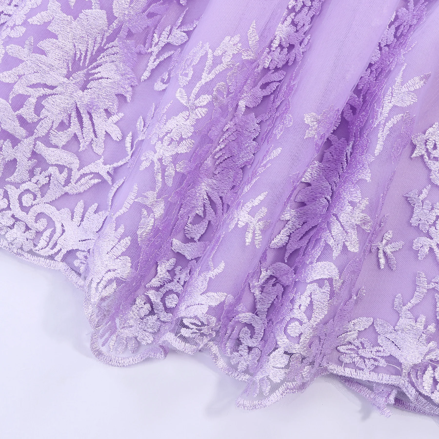 Children Sleeveless Flower Embroidery Tulle Princess Dresses For Girls Formal Banquet pageant Birthday Party Prom Puffy Gown