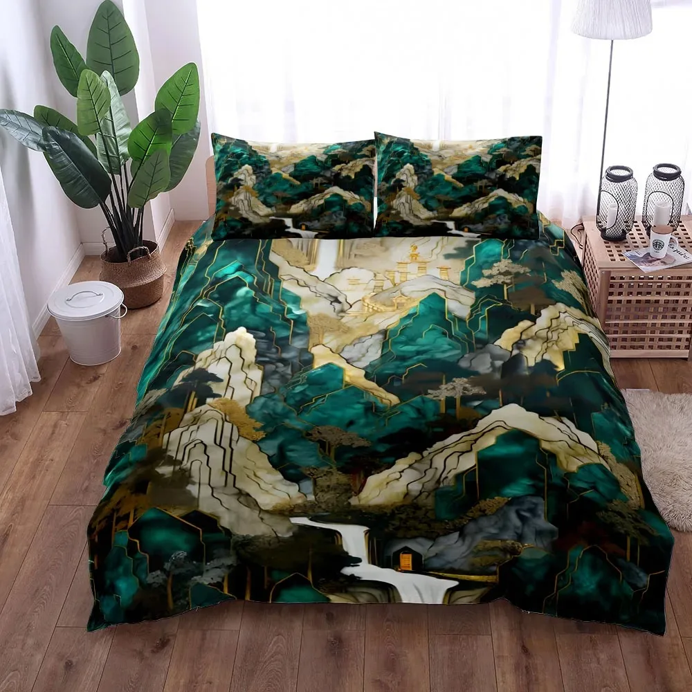 Japanese Crane Duvet Cover Set King Queen Double Full Twin Single Size Bed Linen Set