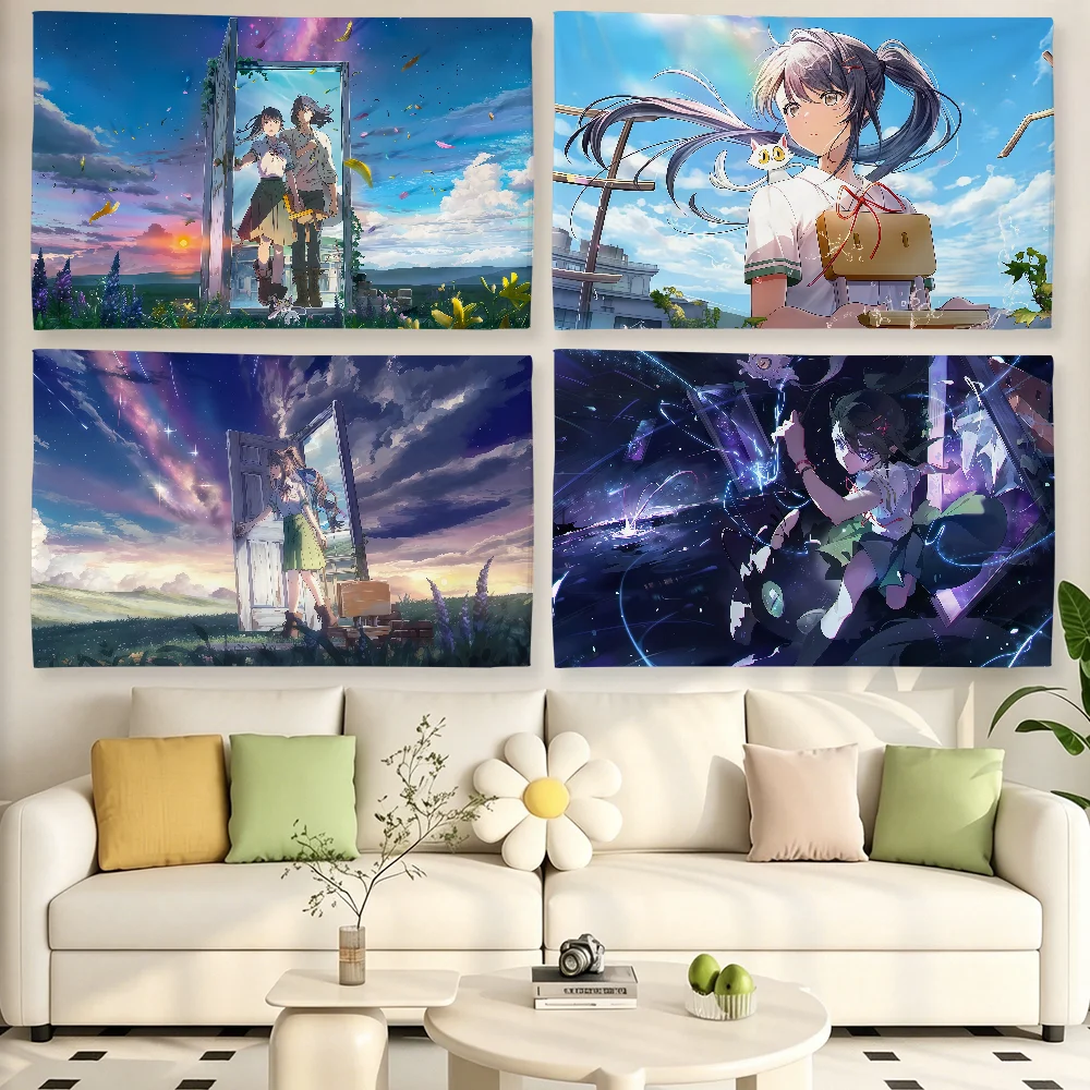 Anime S-Suzume Flag Tapestries For Classroom Dormitory Camping Picnic Party Cheering Home Indoor Outdoor Decor