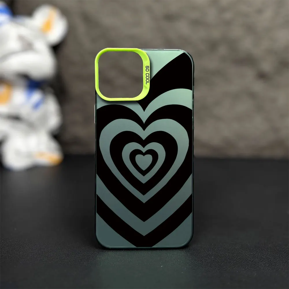 cartoon cute love heart Phone Case for iPhone 12 11 13 IMD 14 15 16 Max Pro Plus Laser Cover