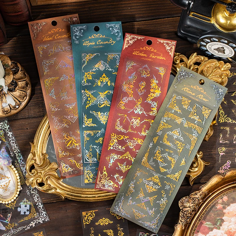 خمر ركن PET ملصق حزمة الرجعية جوفاء خارج إطارات الصور ملصقات مجلة مجمعة سجل القصاصات المواد لوازم مكتبية