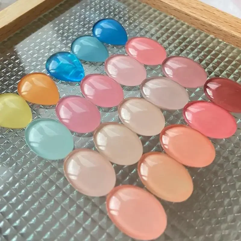 48/120Pcs Elliptical Shaped Clear Glass Nail Polish Color Card Manicure Color Display Tips Fake Color Chart Showing Shelf