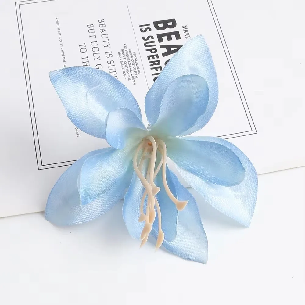 10 Stück Seiden-Kunstlilien DIY-Bouquet Handgefertigte Seiden-Kunstblumenköpfe Materialien Simulierte Doppelblüten-Lilien – Detail 7