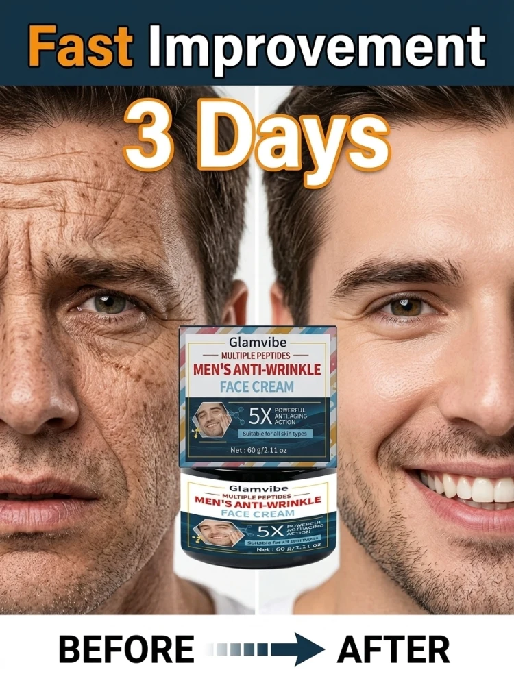 All Skin Types Men Facial Care Cream, Lightweight Moisturizer for Face to Keep Skin Smooth, Improve Rough Skin and Fine Line Look