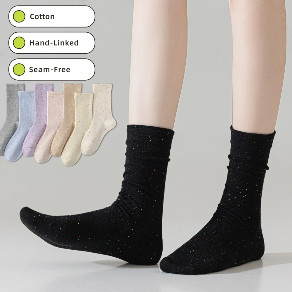 5 Pair Women's Breathable Boneless Seam-Free Cotton Socks Fashionable And Simple Pile Socks High Quality Casual Socks
