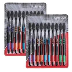 10PC Personal Environmental Bamboo Charcoal Toothbrush for Oral Health Low Carbon Medium Soft Bristle Wooden Handle Toothbrush