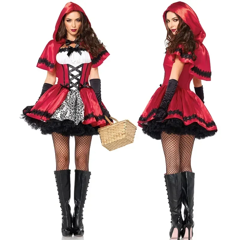 

Halloween Little Red Riding Hood Masquerade Costume Women Party Fairy Drama Little Red Riding Hood Cosplay Dress Up