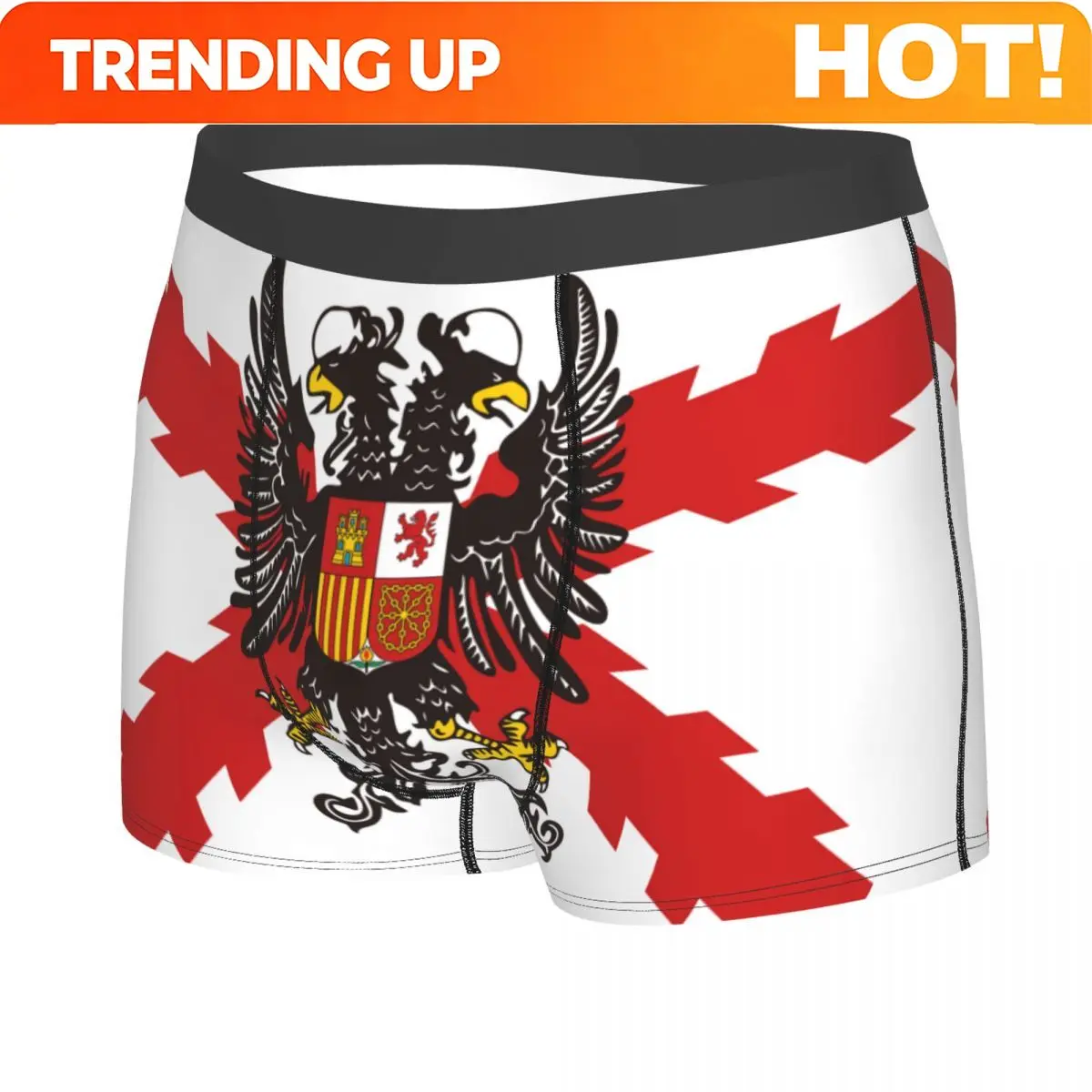 Sexy Spanish Legion Boxers Shorts Panties Men's Underpants Stretch Spain Burgundy Cross Briefs Underwear