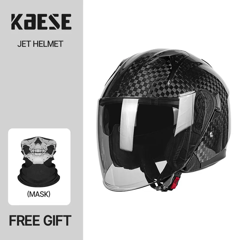 

Современный винтажный открытый шлем из углеродного волокна 3/4, со встроенным солнцезащитным козырьком и оптическим щитком для лица с защитой от царапин, унисекс