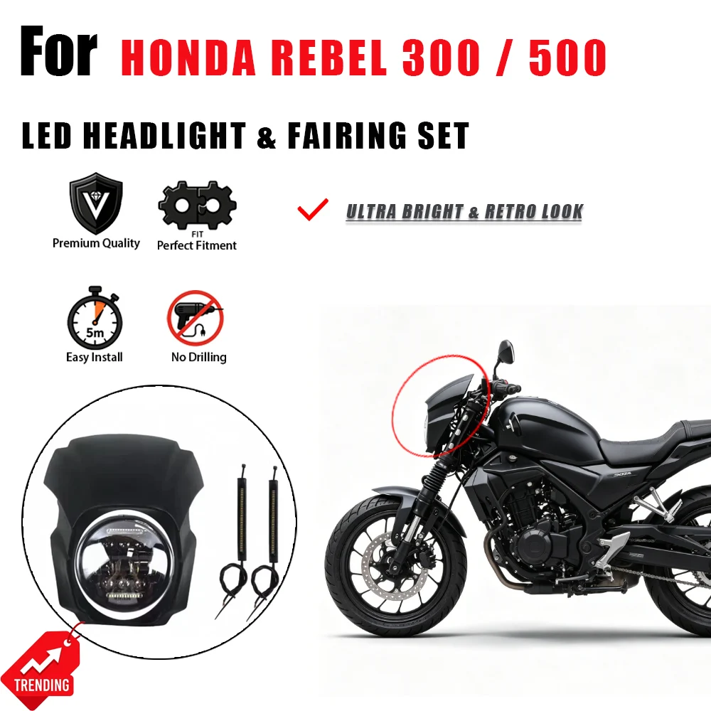 Para Honda Rebel 300 500 CMX300 CMX500 Faro LED Ojo de Ángel, Faro de Moto, Carenado, Cubierta, Accesorios y Piezas de Moto