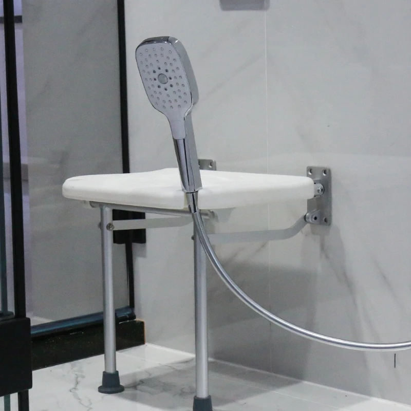 

‌ Настенное складное сиденье для душа, нескользящий табурет для ванны из алюминиевого сплава, 4, для пожилых людей с ограниченными возможностями | Водонепроницаемое защитное кресло для беременных