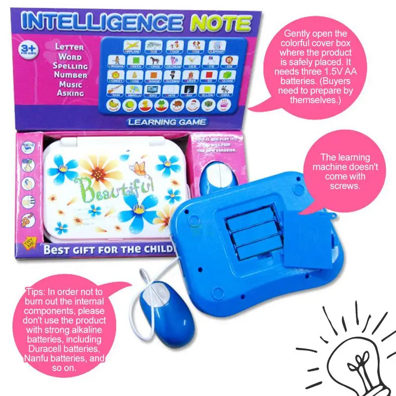 Mini Machine d'apprentissage des langues, ordinateur de Simulation avec Alphabet pour enfants, jouet éducatif pour apprendre la prononciation, ordinateur portable