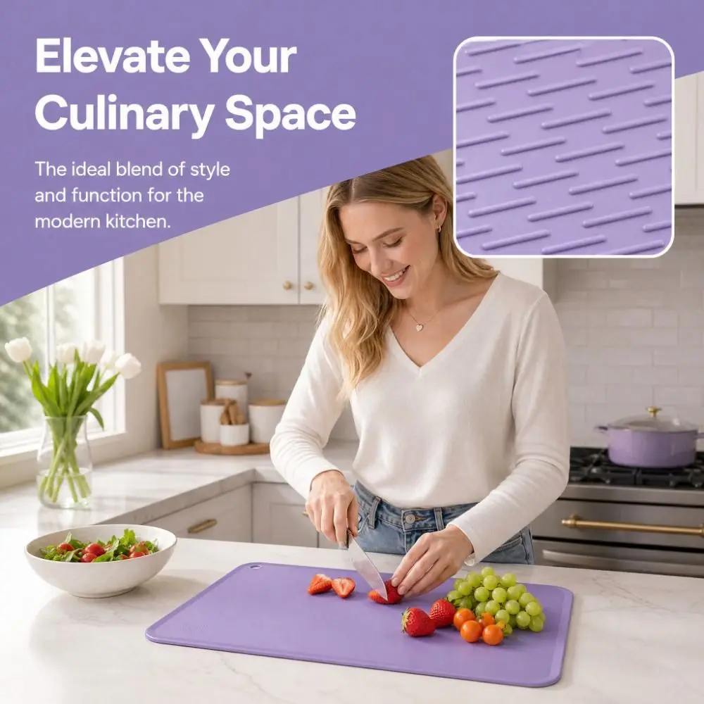 Easy To Clean Square TPU Cutting Board Anti-Mold Non-Slip Chopping Block Flexible Soft Vegetable Chopping Board Camping