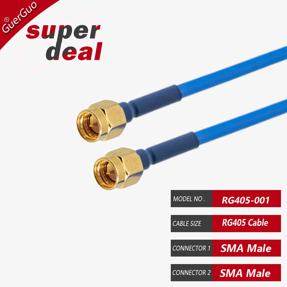 Blue RG405 Cable SMA Male to SMA Male RF Coaxial Jumper Pigtail WIFI Router Antenna Extension Cable RF Coaxial Adapter