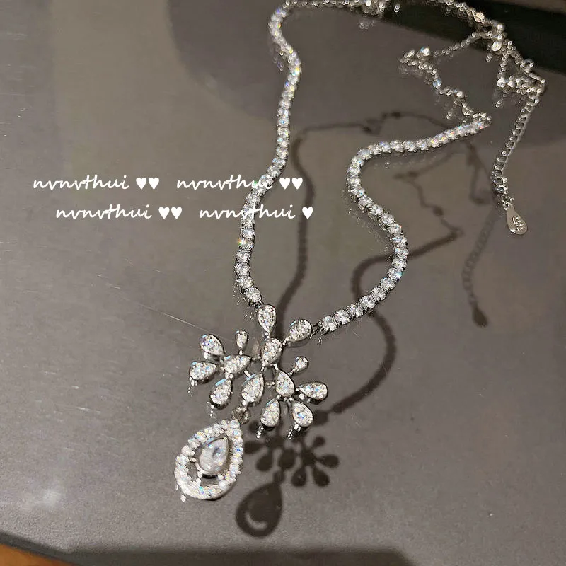 CC Necklace Wedding Accessories Jewelry Sets for Women Bridal Dress Engagement Party Drop Earring Sets Anniversary Gift
