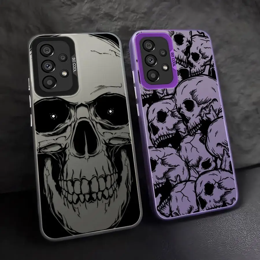 Four Spooky Skull Patterns Case for Samsung Galaxy A25 A73 A26 A34 A22 A52 A53 A24 A33 A32 A36 A23 Back Phone Cover