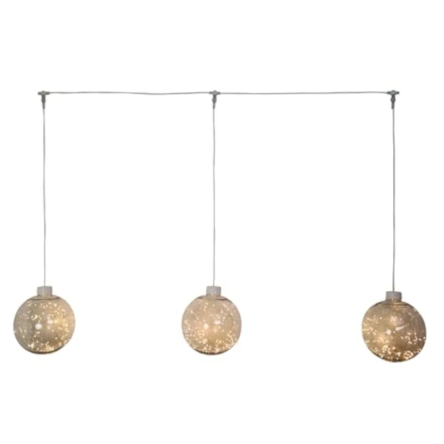 

7.8 Inch Warm White LED Hanging Globe Lights Set of 3 Indoor Outdoor
