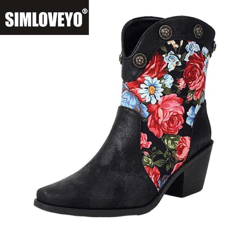 

SIMLOVEYO Дизайнерские женские ботинки с носком на блочном каблуке 6 см, с заклепками, без шнуровки, большой размер 45, 46, 47, повседневные ботильоны