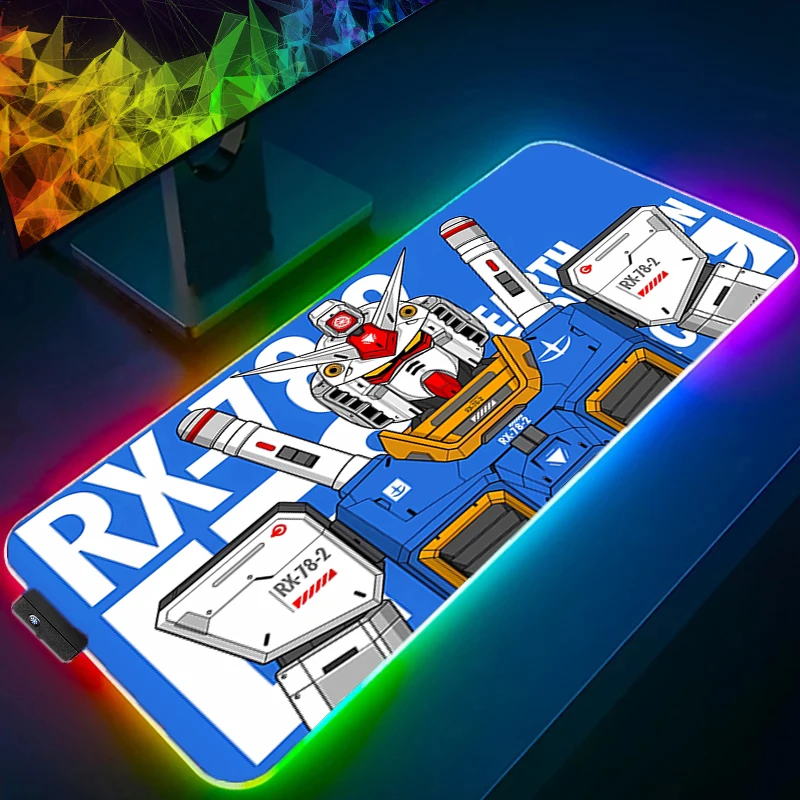 

Gundam Mouse Pad RGB Gaming Accessories Gabinete Gamer PC Computer Anime Desk Mat Backlight Keyboard Tablet LED Mousepad