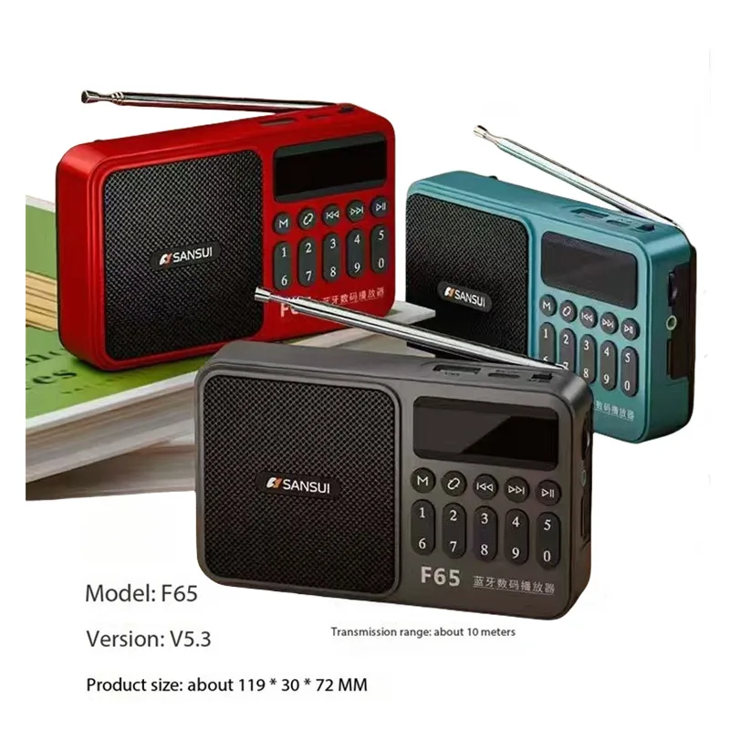 SANSUI F65 Multifunctional Digital FM Radio Wireless Bluetooth Speaker Outdoor Portable MP3 Music Player Boombox Rechargeable