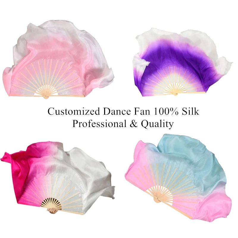 Professional Flutter Dance Fan 100% Real Silk Light Weight Bellydance Props Chinese Folk Traditional 2pcs Extra Big Circle Round