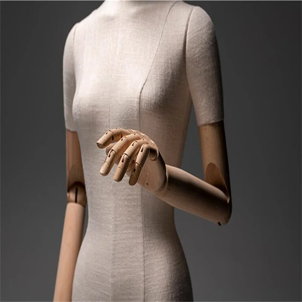 Wooden Hand Art Mannequins for Kids, No Body with Shoulder Arm,Cloth Model,Props Display,Accessories, Female, E193, 1Pair