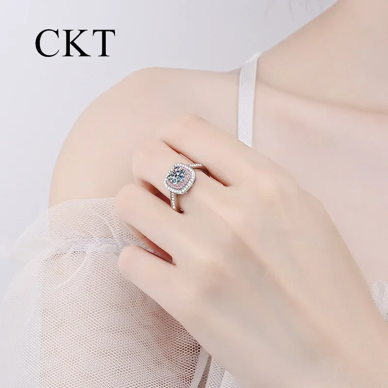 18K White Gold Ring Child Rose Gold 1 Carat Moissan Ring for Women Sparkling Diamond Fashion Ring Platinum Pt950 Fine Jewelry