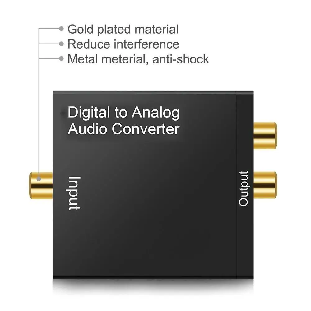 Convertidor de audio digital a análogo, amplificador, decodificador y adaptador RCA de señal coaxial SPDIF Toslink estéreo digital óptica a analógica, con dos clavijas DAC