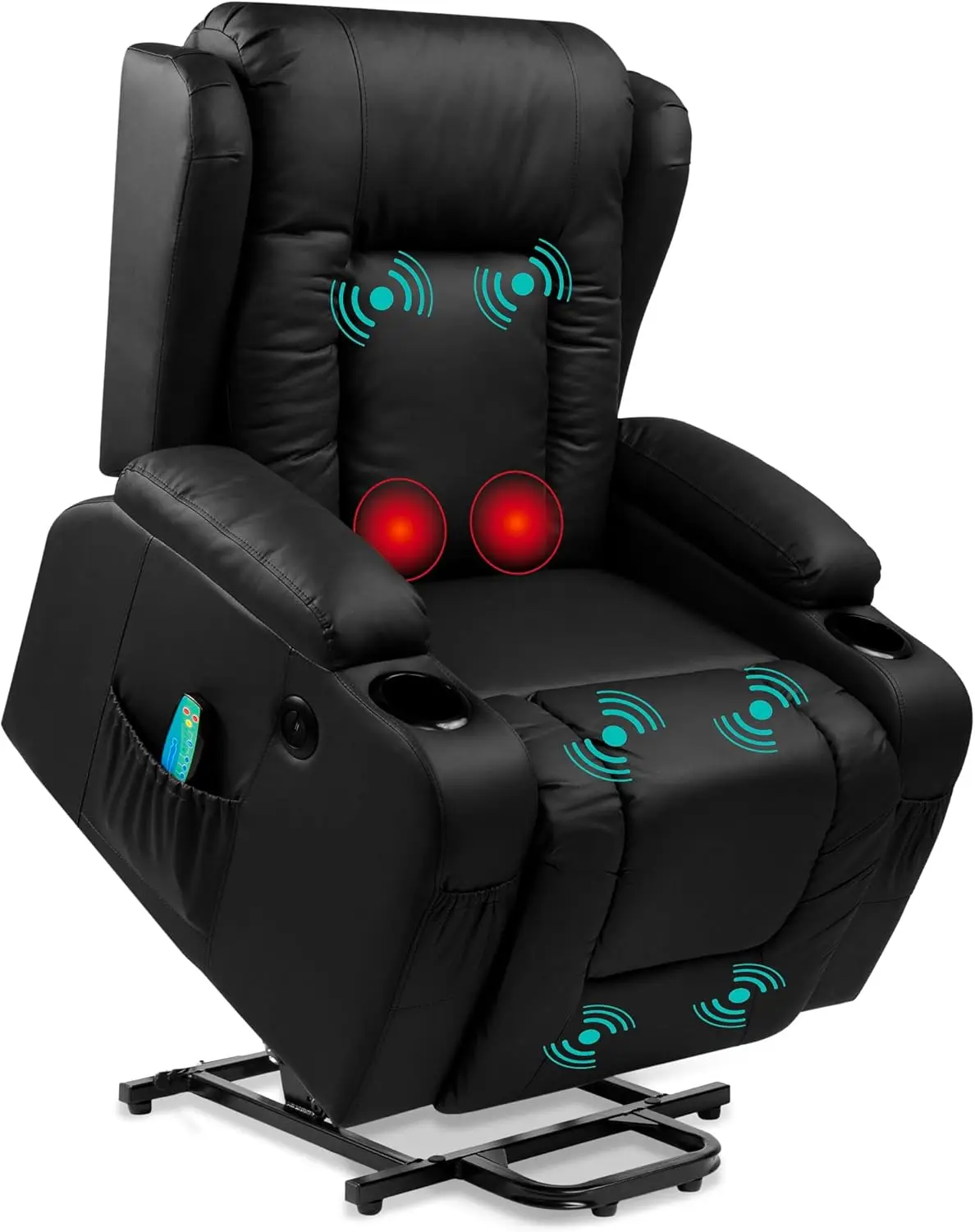 PU Leather Electric Power Lift Chair, Recliner Massage Chair, Adjustable Furniture for Back, Legs w/ 3 Positions, USB Port