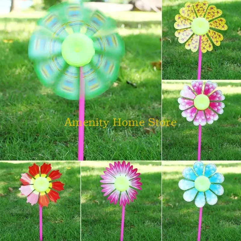 

F26C 10Pcs Windmill Kid Yard Garden Ornaments Colorful Outdoor Spinner