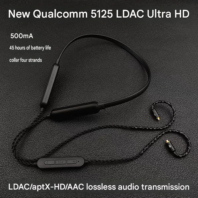MMCX Neckband Bluetooth Upgrade Cable | QCC5125/QCC5171/QCC5181, LDAC aptX-HD AAC, 500mAh Dual Batteries