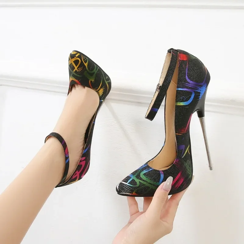 2025 Spring Autumn Novelty Hollow Pumps Sexy Pointed Toe Buckle Strap High Heels 16CM Women Wedding Party Nightclub Dress Shoes