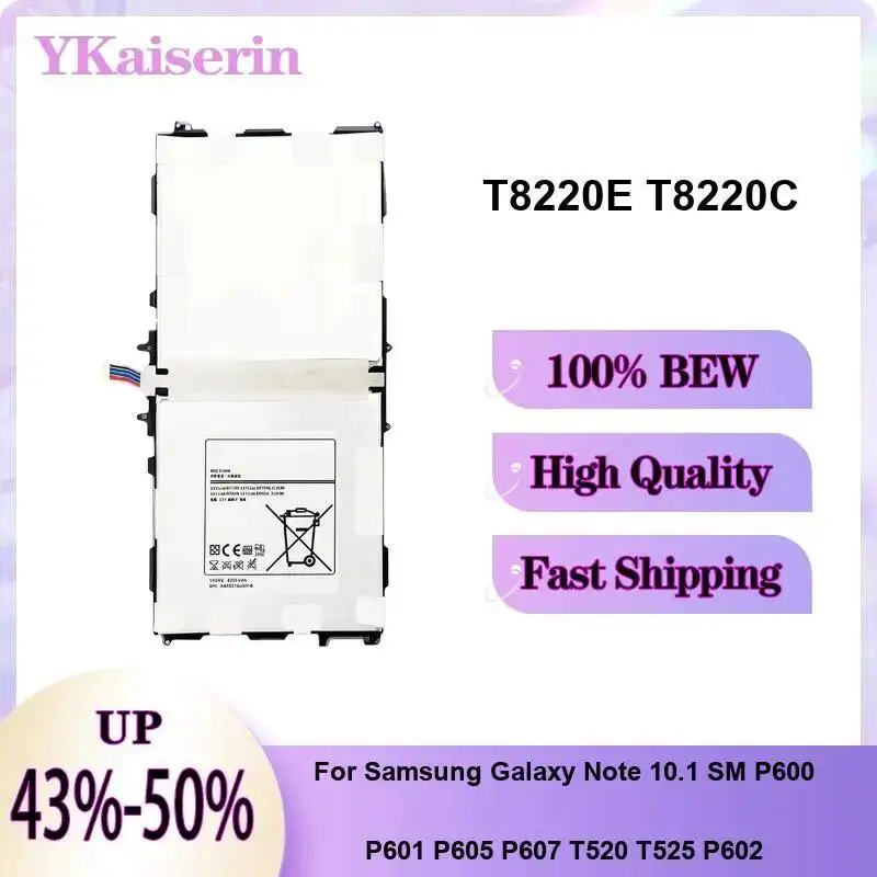 

Replaceable T8220E T8220C For Samsung Galaxy Note 10.1 SM P600 P601 P605 P607 T520 T525 P602 Tablet Battery 8200mAh