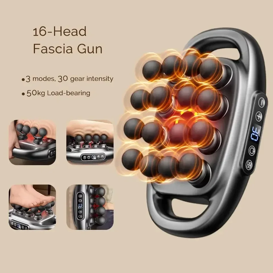 

22 Heads Fascia Gun Electric Masajeador Vibrating Muscle Massagers Body Neck Massage Relaxation Treatment