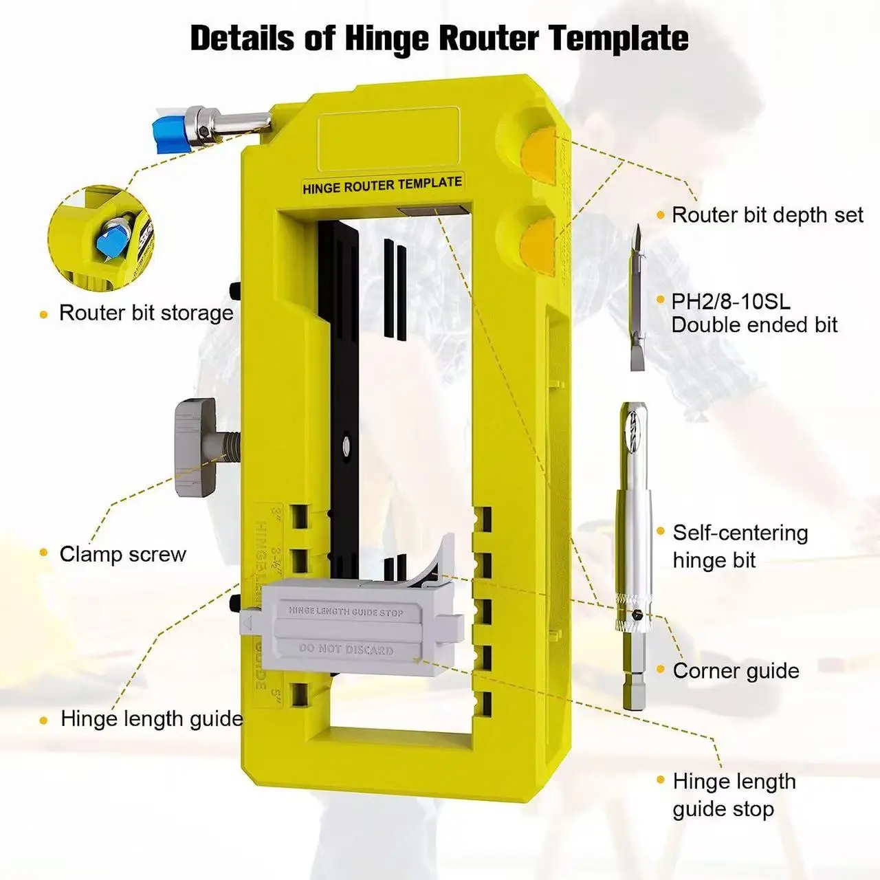 2026 Door Hinge Mortiser Hinge Installation Kit Door Hinge Router Template Hinge Tool for 3 Inch To 5 Inch Hinges