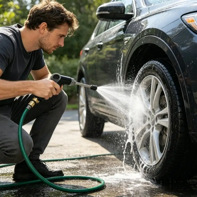 Strong ABS Hose Attachment Featuring Variable Liquid Dispersion For Effective Rinsing And Watering M4YD