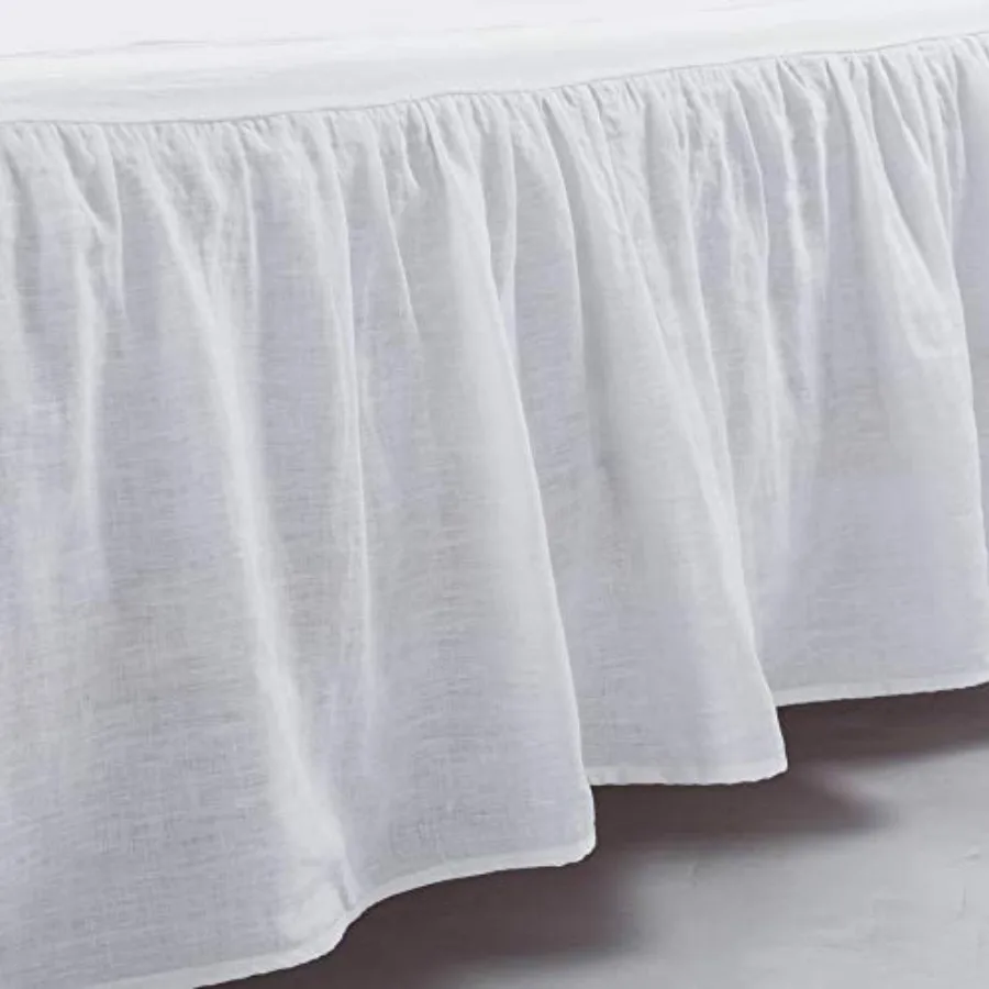 

Наматрасник-юбка Queen Size из стираного французского льна, с оборками, 60 x 80 дюймов, 16 дюймов в длину, очень мягкий, белый цвет