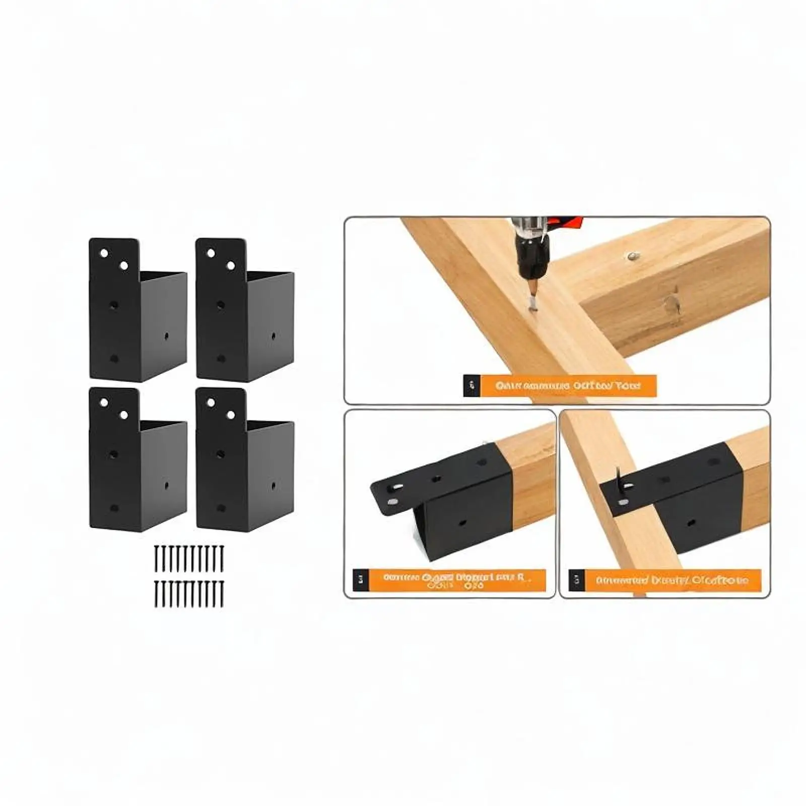 

4 Pergola Brackets with Screws And Hardware for 2x4 Wooden Poles, Gazebos,