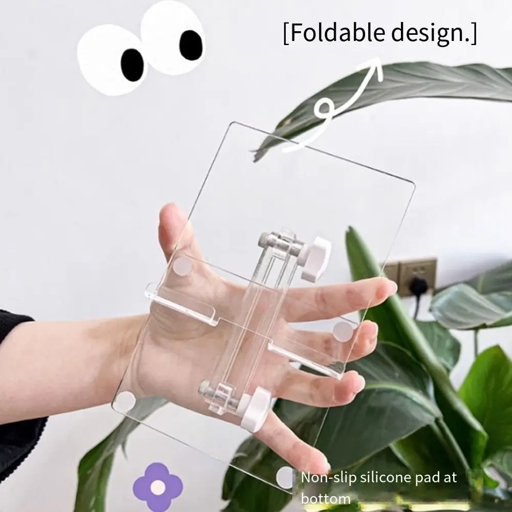 Práctico soporte acrílico ajustable para tableta, soporte transparente portátil antideslizante, soporte plegable duradero y resistente para escritorio