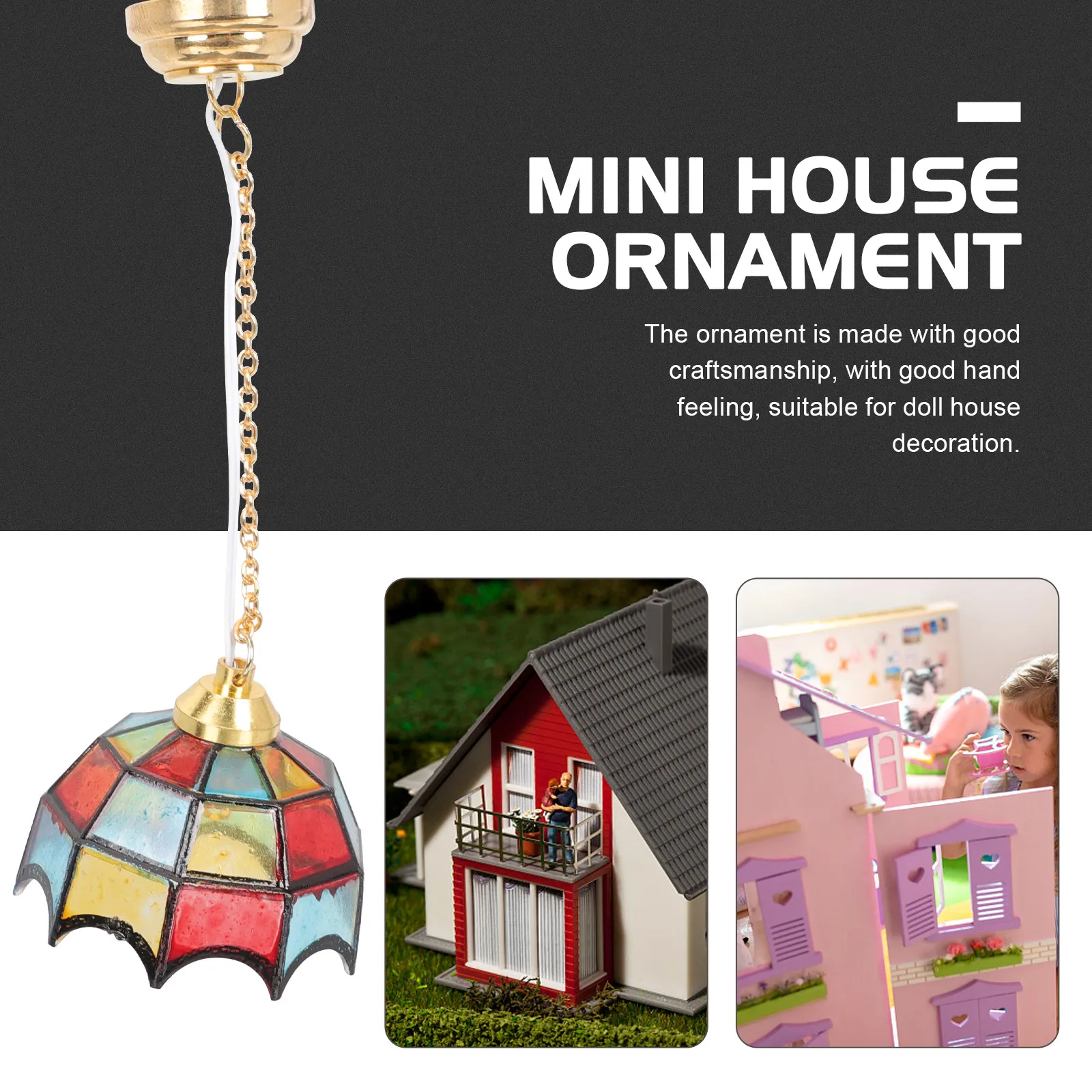 Mini House Ceiling Lamp LED Hanging Light Premium Metal Ornament Small House Accessory Miniature Ceiling Light Decor
