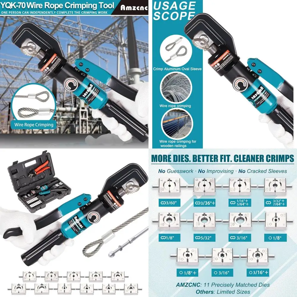 

Stainless Steel Wire Rope Crimping Kit, 3/64-3/16, with Swaging Tools and Oval Sleeves, Wire Cutter Included.