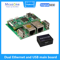 Dual Ethernet and USB main board for RaspberryPi zero/zero W, zero2 W USB HUB RJ45 Hat, Powered by USB type C, gold probe