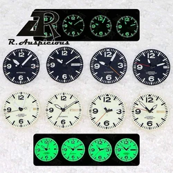 29mm dial Black white dial with both hands full luminous dial for NH34 NH35 NH36 movement green luminous Watch parts【Customized】