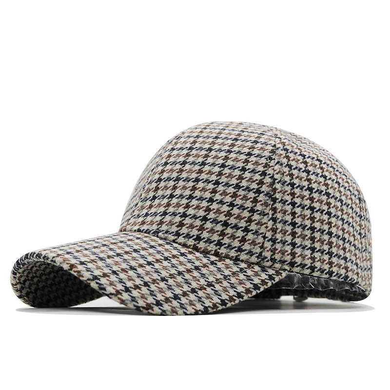 Brown Houndstooth Baseball Caps For Men Summer British Style Plaid Women Cap Brand Bone Trucker Hat Casquette Homme