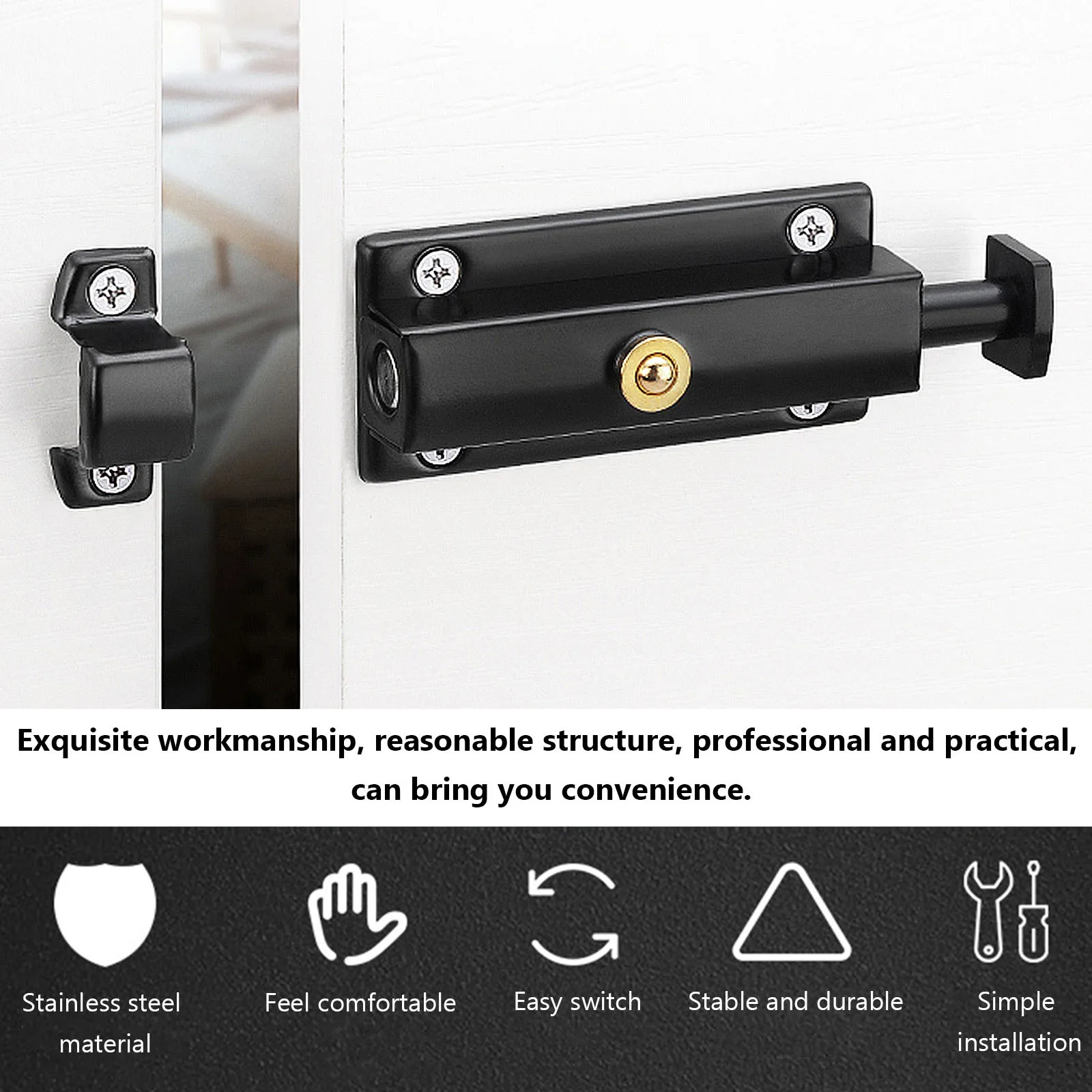 

2pcs Spring Loaded Stainless Steel Sliding Barrel Bolt For Door Cabinet Gate Lock Spring Pin Latch Slide Latch Lock