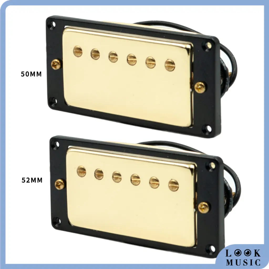 

LOOK SET Electric Guitar Humbucker Pickup 50mm & 52mm Guitar Pickup For LP Electric Guitar Gold Pickup Cover With Black Frame