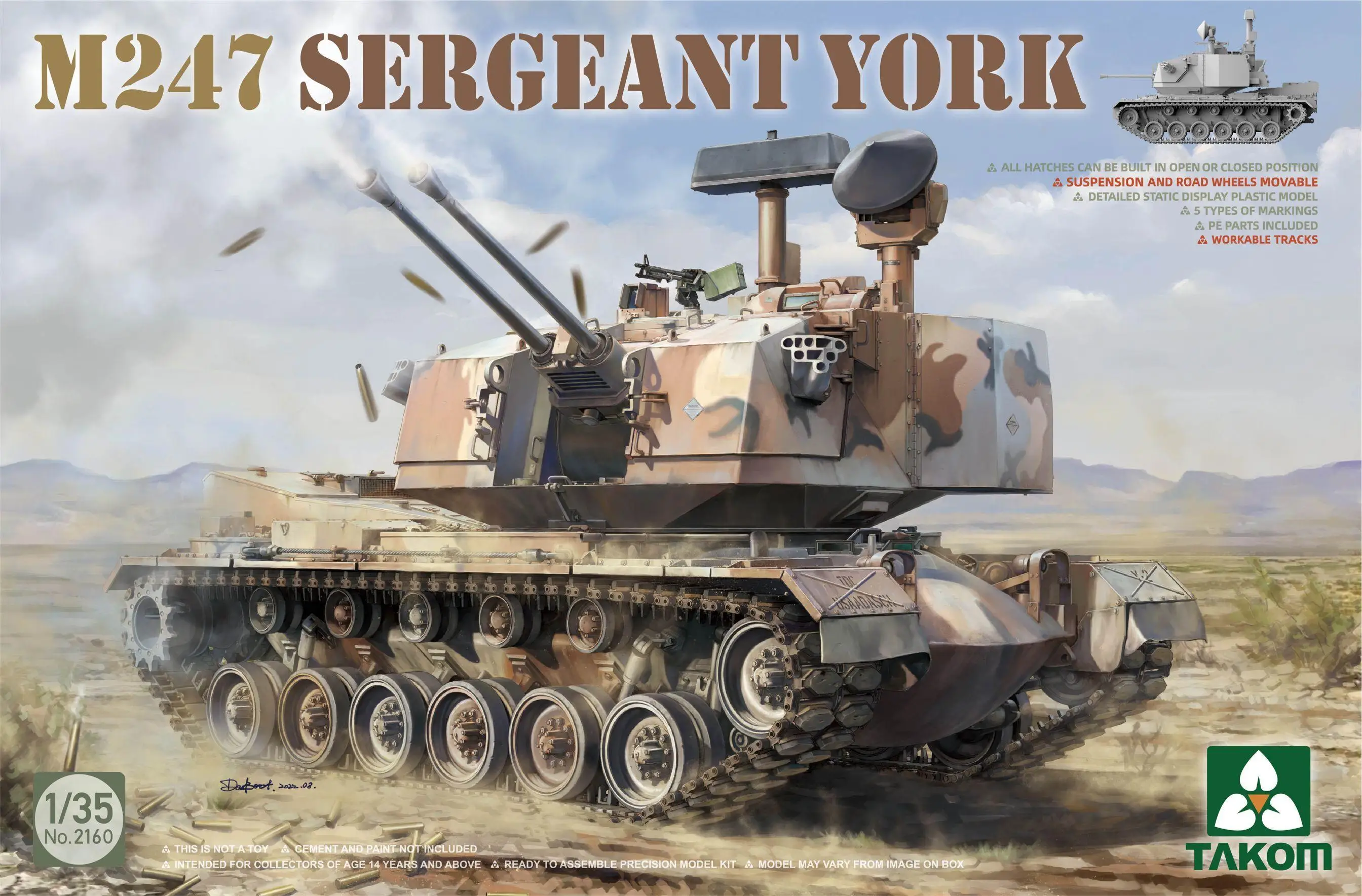 

TAKOM 2160 1/35 M247 Sergeant York SPAA Tank Model Kit