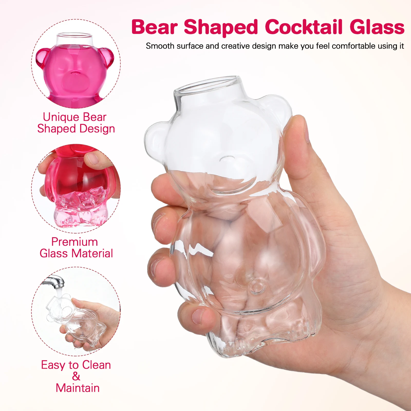 1 قطعة كوب كوكتيل الدب الشفاف نوعية جيدة تجربة شرب مريحة للحانات المنازل المقاهي كوب كوكتيل #2
