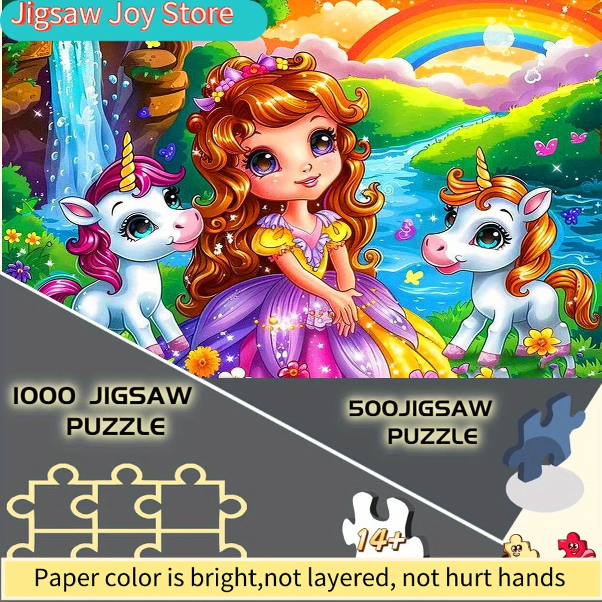 Rompecabezas de Papel DIY de Disney/Disney, Princesa Unicornio Arcoíris, País de las Maravillas - Perfecto para el Ocio en el Hogar, Reuniones de Amigos, Ch