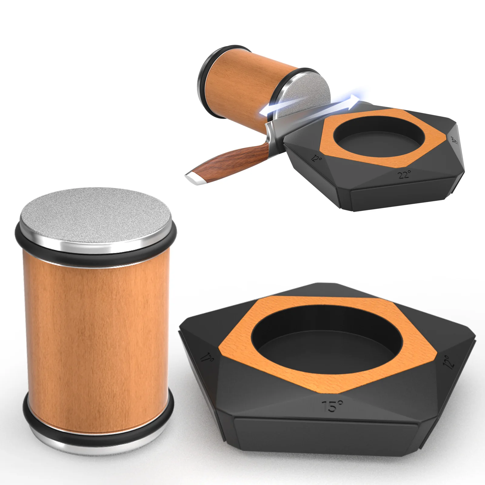 

New Rolling Knife Sharpener Five-Sided Sharpening Stone12/15/17/19/22Degree Magnetic Angle Chef Roller Sharpening Kitchen Knives